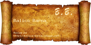 Balics Barna névjegykártya