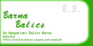 barna balics business card